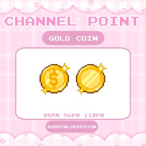 Gold Coin Channel Point Icon for Twitch | Pixel Art Twitch Sub Badge or Bit Badge | Cute Digital Stream Icon | PNG Download