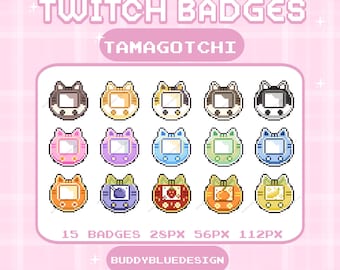 Tamagotchi Pixel Twitch Sub Bit Badges,Cat Tamagotchi Pixel, Kitty Tamagotchi Bit Badges | Tamagotchi Cute badges for Twitch streams