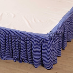 Boho Ruffle Bed Skirt Gauze Linen Fabric  - Tailored Twin, Full, Queen, King Sizes - Custom Drop Length, Natural Organic Bedding