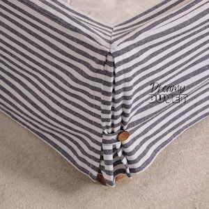 Jupe de lit sur mesure, couvre-lit à rayures, 4 motifs bio, lit simple, double, grand lit, très grand lit - literie sur mesure