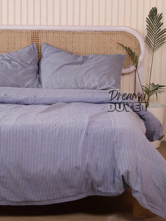 Striped Bedding Duvet Cover Set, Premium Gauze Linen Comforter Cover - Twin, Full, Queen, King Available in All Sizes