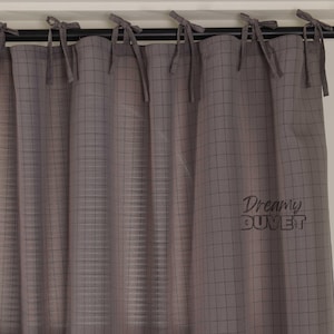Grid Print Curtains - Modern Checkered Window Drapes - Minimalist Geometric Curtain for Living Room & Bedroom