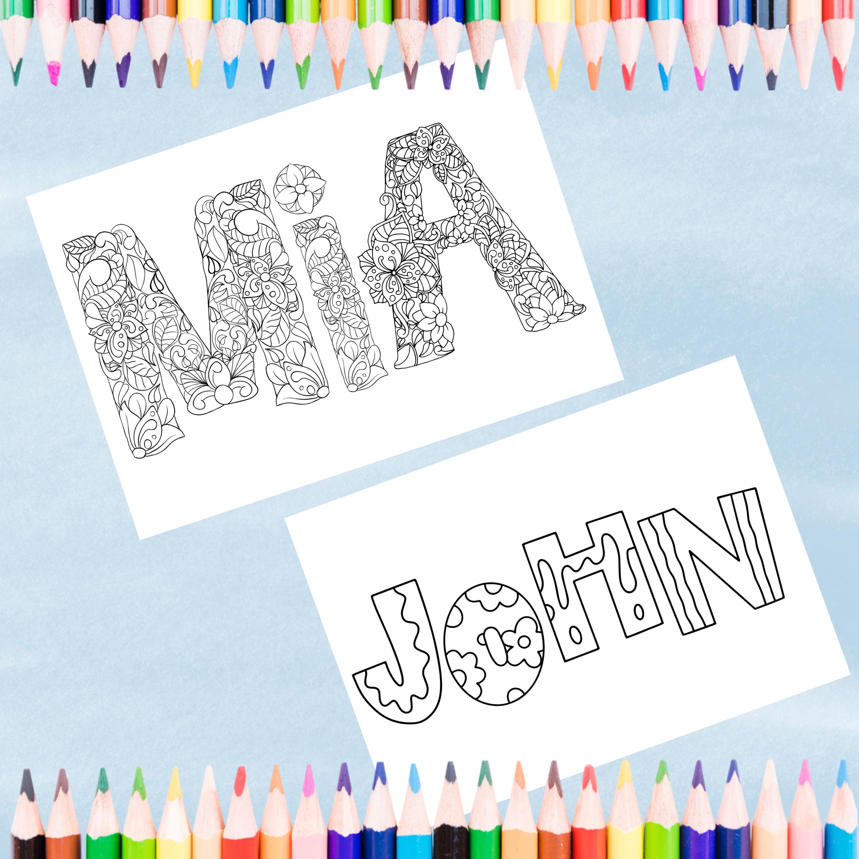 Personalized Name Coloring Pages: 3 Unique Designs (digital Download ...