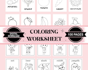 Preschool Color Learning: 100 Fun Coloring Pages (Digital Download)