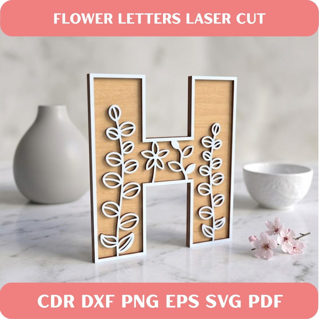 3D Layered Floral Letter SVG Bundle, Alphabet Monogram Laser Cut File ...