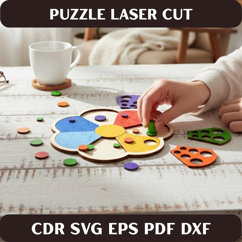 Montessori Puzzle Laser Cut Files Bundle, Toddler Educational Toy SVG ...