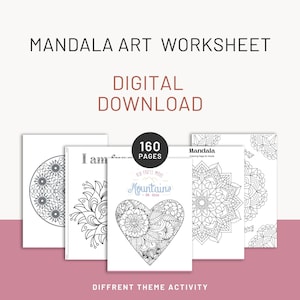 160 Mandala Coloring Pages, Mandala Adult Digital Coloring Book, Printable Coloring Pages, Simple Mandala Designs To Be Filled In With Color