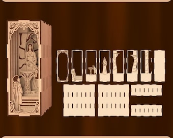Fantasy Book Nook SVG, Elven Library Diorama Laser Cut File (Digital Download)
