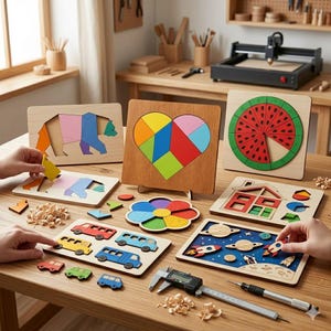 Montessori Puzzle Laser Cut Files Bundle, Toddler Educational Toy SVG (Digital Download)