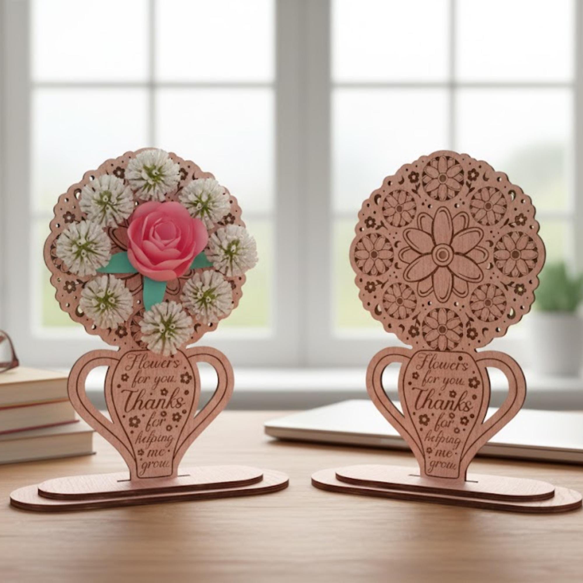 Teacher Appreciation Flower Holder SVG Bundle | Laser Cut Files - Etsy