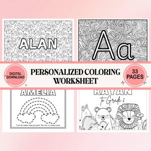 Printable Custom Name Coloring Pages for Adults and Kids, 5 pages, Capital Letters, Initial Letter colouring page, Customer name colour page