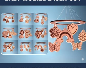Móviles SVG cortados con láser para bebé, decoración infantil (archivo de descarga digital)