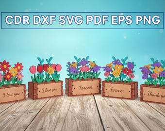 3D Flower Box SVG Bundle | Laser Cut Floral Gift (Digital Files)