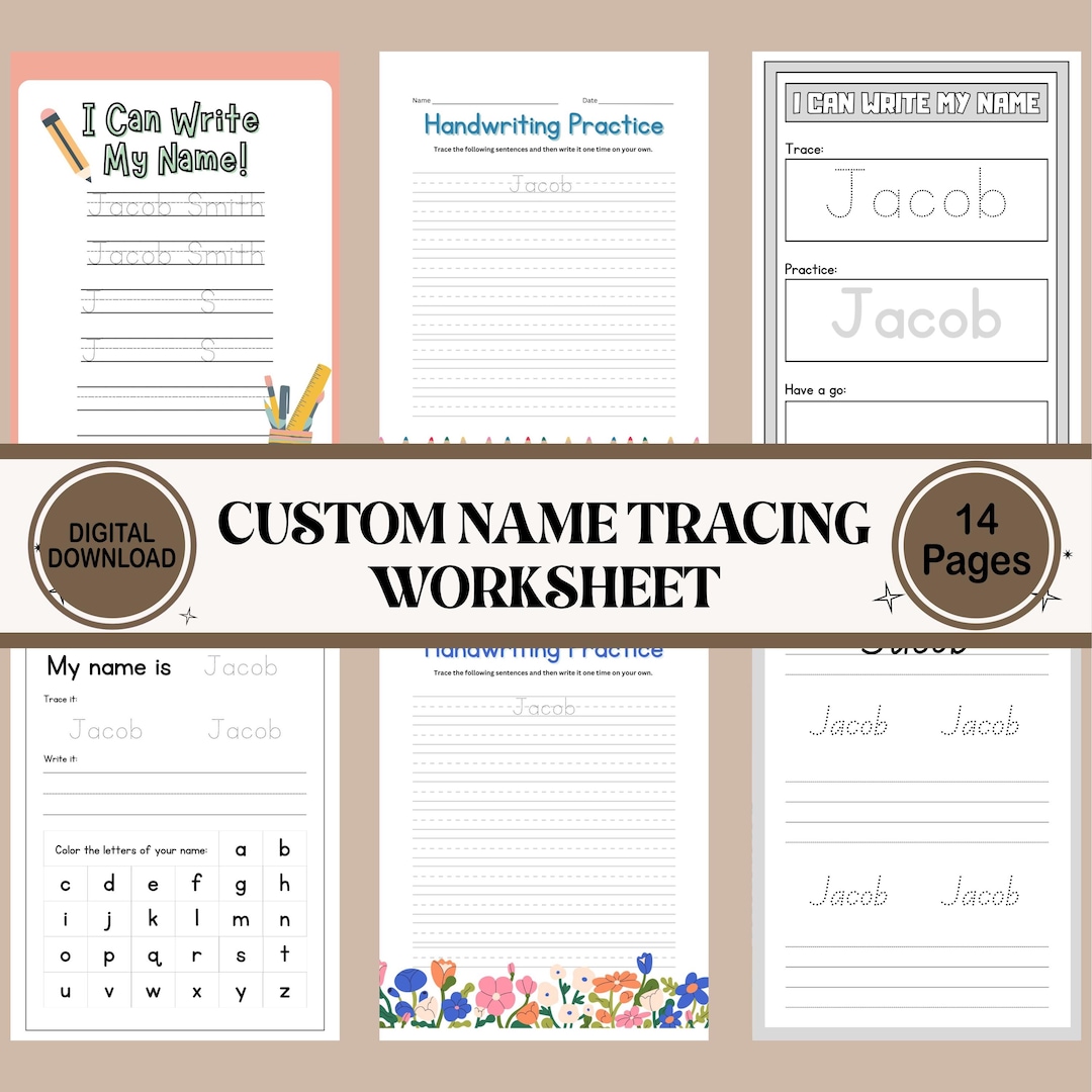 Personalized Name Trace Handwriting Worksheet Custom Name Tracing Sheet ...