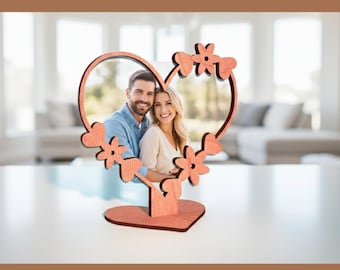 Lot de cadre photo coeur d'amour SVG, fichier découpé au laser (fichier numérique)