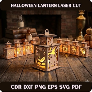 Halloween Lantern SVG Bundle | Spooky Witch Pumpkin Laser Cut Files (Digital Download)