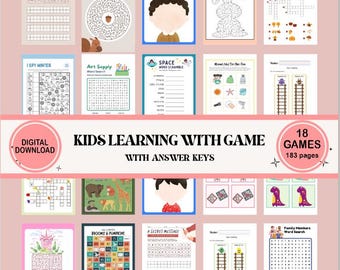 Kids Printable Games: Educational Activity Pack (Digital Download)