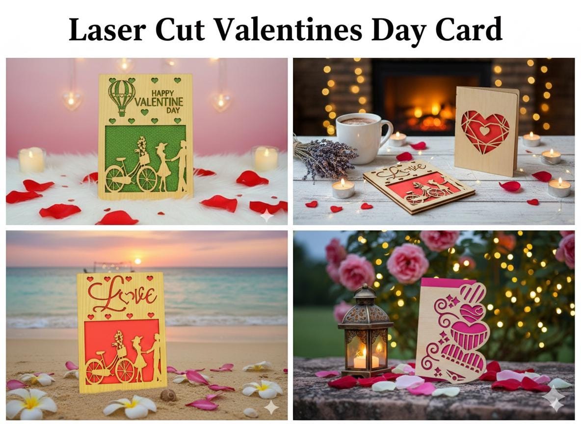 Laser Cut Valentines Day Card SVG Bundle (digital Download) - Etsy