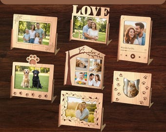 Photo Frame Laser cut Super Bundle, Love Photo Frame Cut SVG file, House Photo frame, Pet Photo frame Cut file, 3mm, 1/8 In Cut file Digital