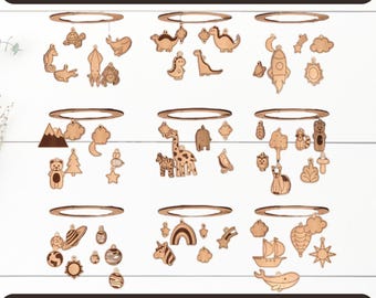 Móviles para bebé SVG cortados con láser, decoración para habitación infantil (descarga digital)