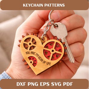 Geschichtetes Herz Schlüsselanhänger SVG, Holz Acryl Laser Cut Dateien (Digitaler Download)