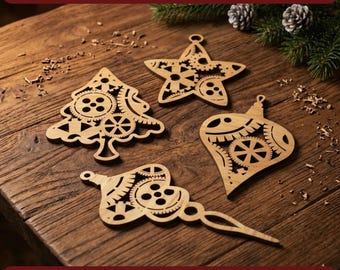 Paquete de archivos SVG para adornos navideños / Archivos de corte láser para adornos navideños / SVG para adornos de madera / Decoración navideña