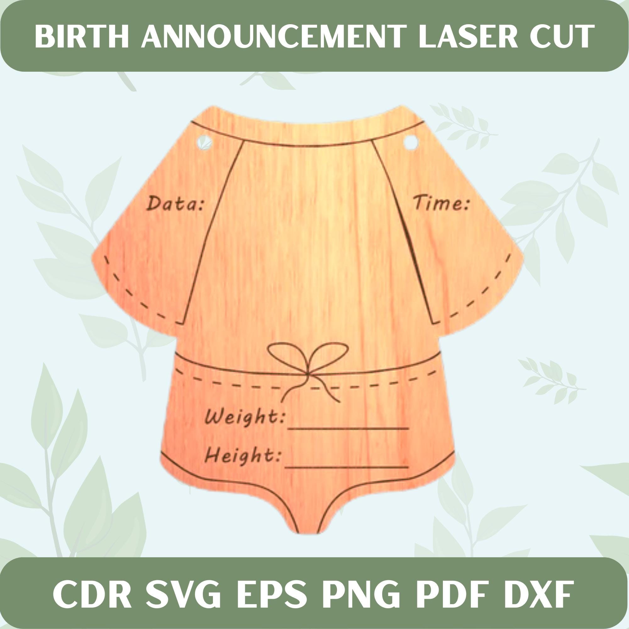 Baby Birth Announcement SVG Laser Cut Files, Newborn Stats Sign ...