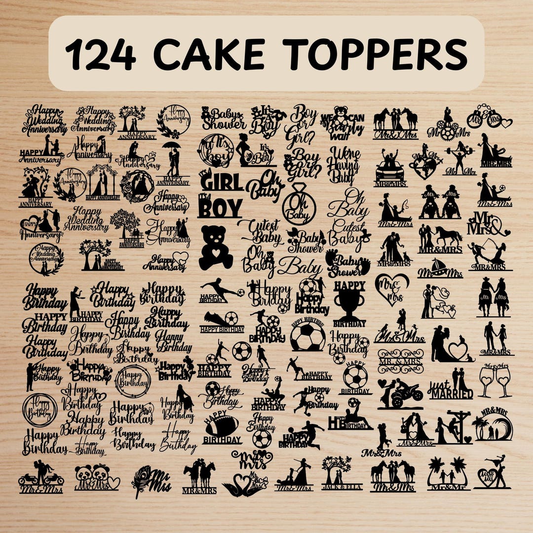 124 Cake Topper, Anniversary, Birthday, Wedding, Baby Shower Topper ...