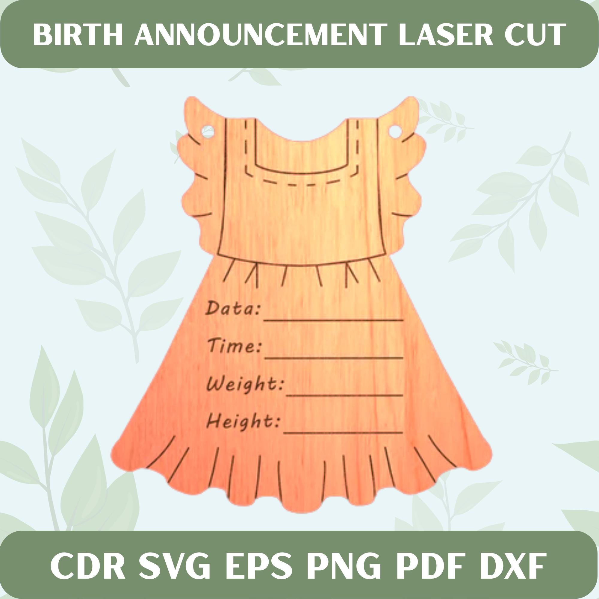 Baby Birth Announcement SVG Laser Cut Files, Newborn Stats Sign ...