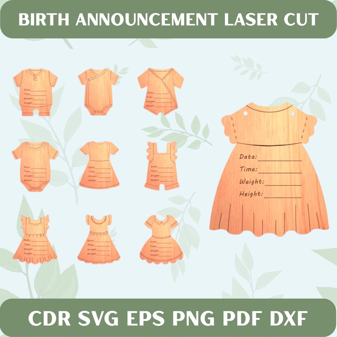 Baby Birth Announcement SVG Laser Cut Files, Newborn Stats Sign ...