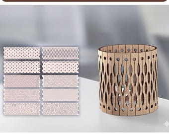 Bendable Plywood Vase SVG, Flexible Pencil Holder Laser Cut File, Desk Organizer DXF, Glowforge Lantern Template, Wood Lattice Box, Digital