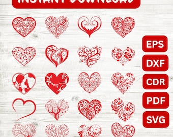 Valentine's Day Heart SVG Bundle, Laser Cut Files (Digital Download)