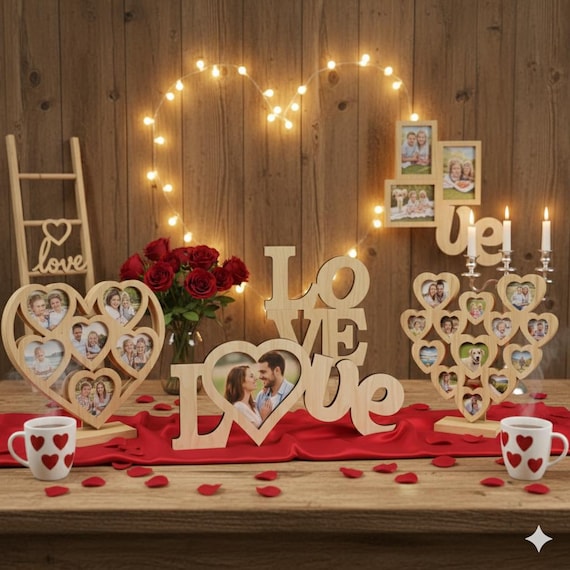 Valentine Photo Frame SVG Bundle, Love Heart Picture Frame DXF, Personalized Anniversary Gift Laser Cut Files, Digital Download for Cricut