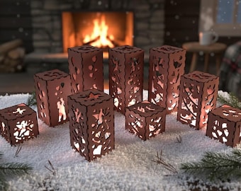 Laser Cut Tea Light Holder SVG, Wooden Lantern Template