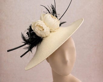 Off White Black Hat Fascinator Kentucky Derby