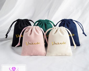 100pcs Personalized Logo Jewelry Drawstring Bags Custom Pouch Jewelry Earrings Packaging Gift Bag Wedding Favors Makeup bag - Free Shipping