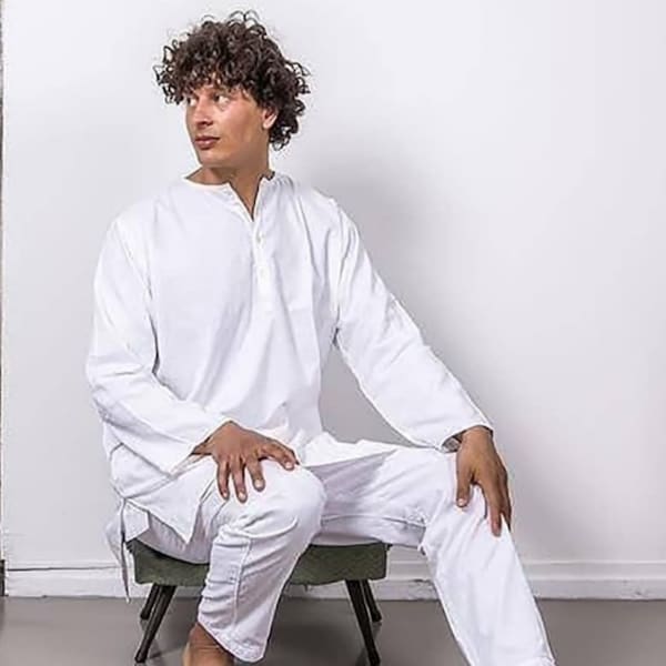 Mens Indian Yoga kurta pajama set, Altimet item 100%Cotton White kurta pajama, Meditation Suits, Good and best Quality,