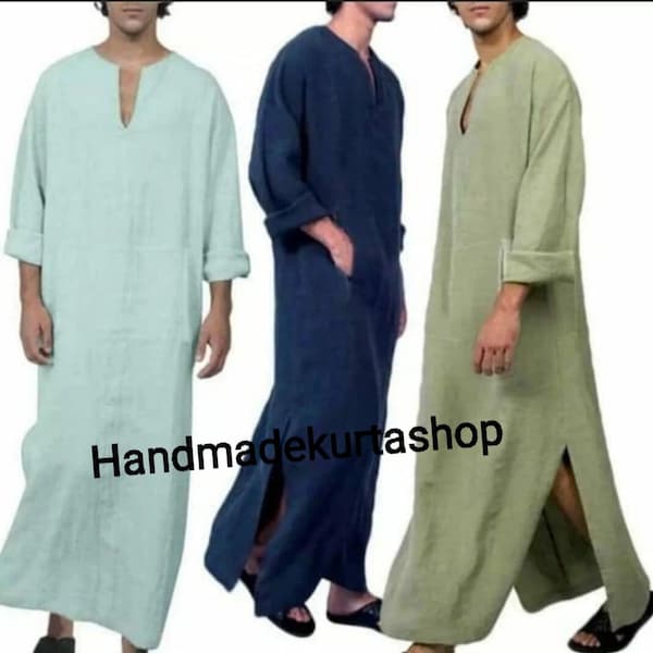 Man Kaftan Linen Kaftan, SPA Men Lead Blue Color Loose Fit tunic, Mens Soft quality linen fabric, good and best quality,