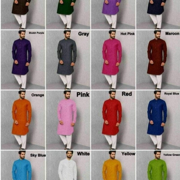 Kurta de mariage traditionnelle en coton pour homme pour homme Bonne et meilleure qualité toutes les couleurs disponibles