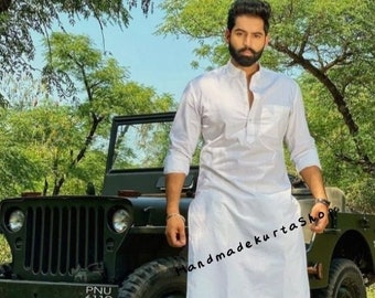 White Cotton Kurta for Men: Traditional Indian Panjabi