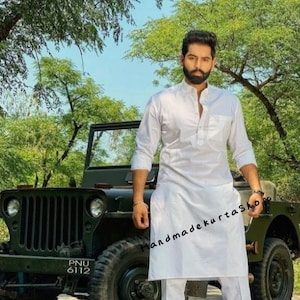 White Cotton Kurta for Men: Traditional Indian Panjabi