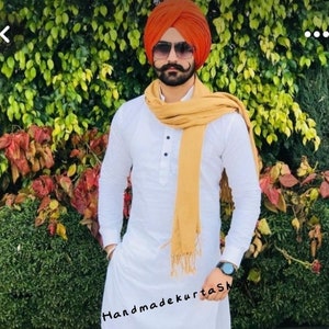 White Cotton Kurta for Men: Traditional Indian Panjabi