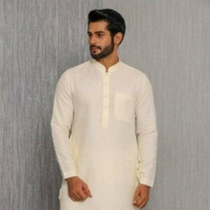 Cream color Cotton Kurta Pajama Set: Traditional Indian Wedding Outfits,