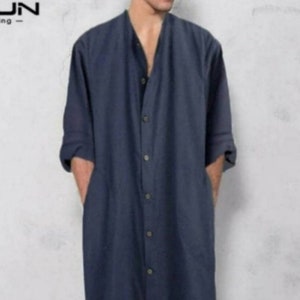 Man Kaftan Linen Kaftan, SPA Men Blue Color Loose Fit tunic, Mens Soft quality fabric, good and best quality,