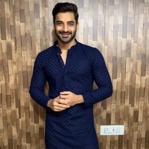 Blue Chikankari Kurta Pajama Set: Lucknowi Cotton Silk Blend