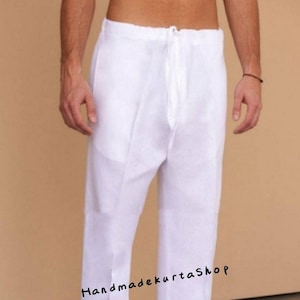 White Cotton Pajama Trousers: Indian Mens Pants