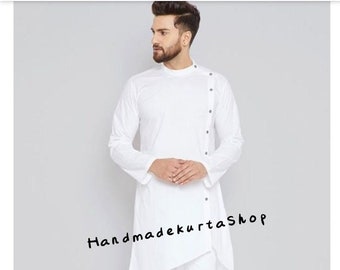 Mens kurta, Designer kurta, Fancy kurta, 100%Cotton Traditional kurta, Party wear kurta, white color kurta, Only kurta not pajama,