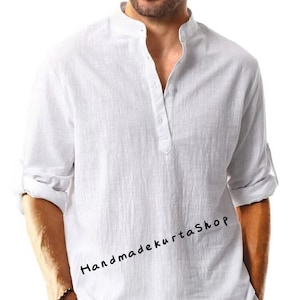 Kurta Man 100%Cotton Short Kurta Indian Mens Outfit