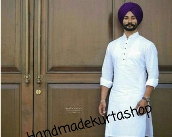 Handmade Cotton Silk Blend Indian Kurta: Men&#39;s Party Wear