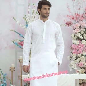 Party wear kurta, Wedding kurta set, Kurta for men, 100%Cotton white kurta pajama set, Indian kurta, Solid kurta set, good and best quality,